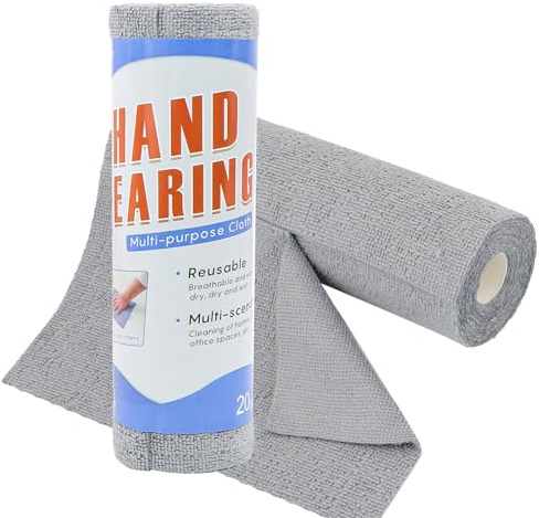 alwaiiz 40 Stück Mikrofaser Reinigungstücher Rolle, 25x25cm Abreißbare Putztücher, Fusselfreie Microfasertücher, für Küche und Auto, Grau