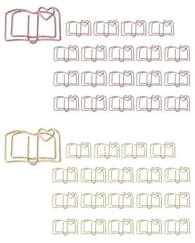 UYRVAPE 40pcs Büroklammern Herzform, Metall, buntes Tier-Design, Buch Büroklammern, Cartoon-Lesezeichen für Büro, Schule, Notizbuch, Geschenke für Frauen, Kinder, Haustierliebhaber, Kollegen