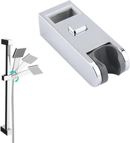 Soporte para Cabezal de Ducha Cuadrada, Soporte deslizante para cabezal de ducha, 30x15 cm ABS cromado altura regulable barra deslizante soporte para cabezal de ducha para el baño de casa o hotel