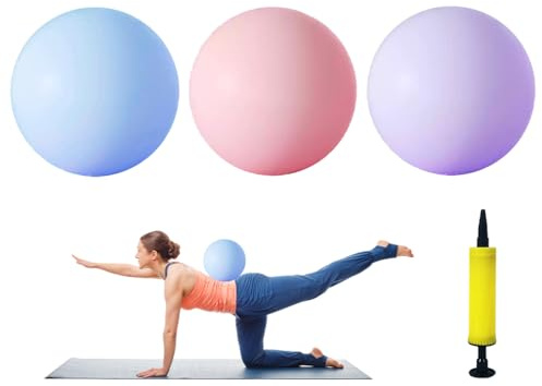 Abiyou Palla Pilates Piccola, 3 Pezzi Yoga Pilates Palla, 25CM Pallà da Yoga Balance, Pallà Fitness per Pilates, Pàllà da Ginnastica per Yòga Inviare Pompa per Palloncini, per Pilatès, Yòga (3 Colore)