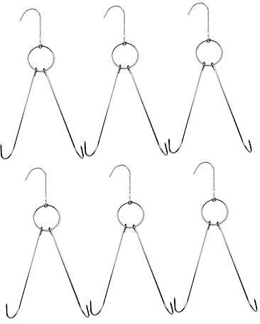 PEPLAYTAL 6 Pezzi Ganci per Carne Acciaio Inossidabile con Gancio per Bbq e Affumicatura per Appendiere Prosciutti e Bacon