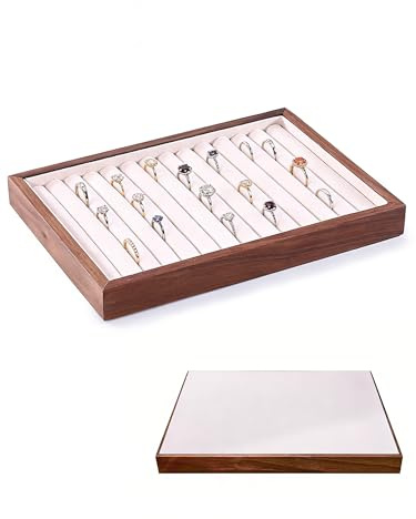 TINGSING Valnöt smyckebricka stapelbara smyckeskrin organiseringsinlägg delade smycken visningsfodral förvaringsbehållare för örhänge dubb halsband ringar armband tillbehör, ringbrickor