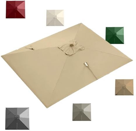 Auvent de rechange rectangulaire pour parasol de patio de 3 x 4 m – Toile déportée pour parasol de marché, piscine, terrasse, parasol (kaki, 2,5 x 2,5 m, 2,4 x 2,4 m)