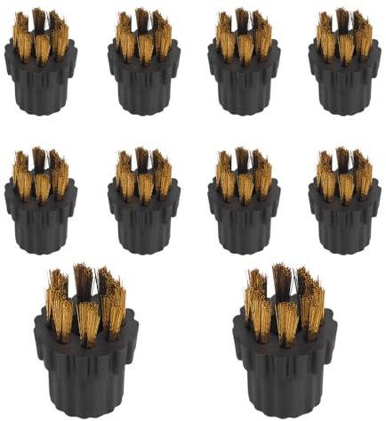 Spazzola per Pulizia a Vapore Testine, 10 Pezzi Spazzole Rotonde per Pulitore a Vapore Accessori di Ricambio con Setole in Nylon/Rame/Acciaio Inossidabile, Testine di Spazzola per Piastrelle, Angoli