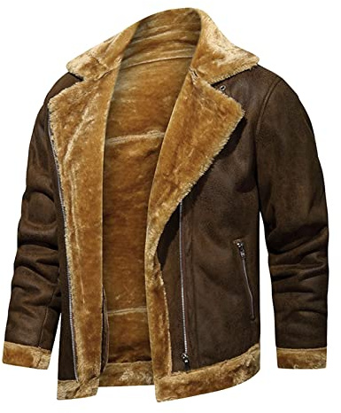 Mens Leather Jackets Uk, Mens Jackets Smart Casual Cafe Racer Distressed Motorcycle Retro Vintage Lapel Fleece Lined Faux Fur Pu Warm Bomber Jacket Men Mens Jacket Work Jacket Outwear Pu Coat