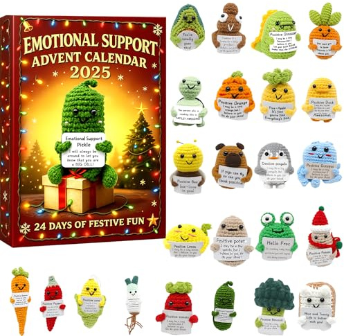 Emotionaler Unterstützung Adventskalender 2025，24 Tage Weihnachten Adventskalender Enthält 24 Stück Emotionale Unterstützungswerkzeuge 2D Acryl Design Perfekt Für Familie Freunde