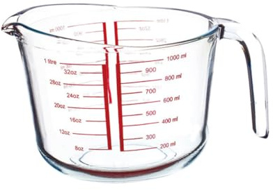 NIYANGLE Jarra Medidora de Vidrio Templado Transparente Resistente Altas Temperaturas con Escala Clara para Medir Líquidos Cocina