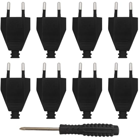 OMIGA 8 Piezas Enchufe Europeo Plano Clavija Enchufe Macho Plano 2.5A/250V | Electricas para la Decoración del Hogar Schuko Instala o Reemplaza (Negro)