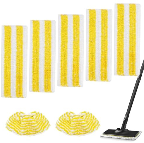 Steam Cleaner Pads Compatible with Karcher EasyFix SC3, SC4, SC5 Steam Cleaner, 7Pcs Kit with 5 Floor Cloths + 2 Handheld Pads, Washable Microfiber Cloths for Karcher Steamer Accessories