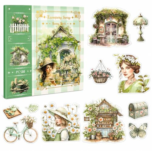 50 Sheets Garden Theme Stickerbuch Vintage Sticker Journaling Washi-Sticker