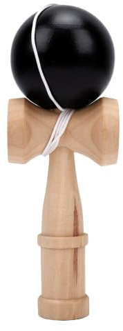 YUYTE Hölzernes Kendama-Spielzeug, Hand-Augen-Koordinationstraining, Tragbares Geschicklichkeitsballspiel für das Spielen Im Freien mit Ausgewogenem Design (Black)