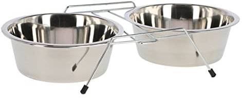 Kerbl Chien Gamelles Inox et Support 2x1800 ml, Argent