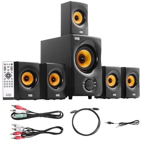 Acoustic Audio AA5170 - Sistema de altavoces Bluetooth 5.1 para cine en casa de 700 W con sub alimentación Acoustic Audio by Goldwood