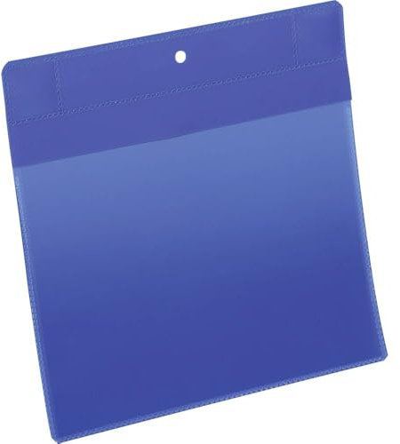 Durable Kennzeichnungstasche plus, Magnetisch, A5 quer, 10 Stück, blau | Neodym-Magnete, mit Staubschutzklappe, für Gitterboxen & Metallflächen, Polypropylen, 210 x 148 mm