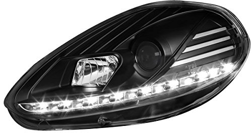 AutoStyle Satz Scheinwerfer inkl. TFL passgenau | kompatibel mit Fiat Punto Evo 2009-2012 & Punto (199) 2012- - Schwarz
