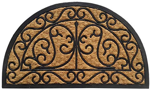 EHC Natural Half Moon Coir & Rubber Backed Door Mat for Indoor and Outdoor, Non-Slip, Dirt Trapper, Durable Rubber Mat, for Front Door, Hallways, Entrance, 45 x 75cm