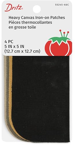 Dritz Heavy Canvas Iron-On Patches, 5 by 5-Inch, Colors May Vary, 4