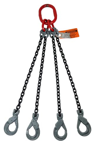 Advantage Rigging - Chain Sling - 5/16 x 10' Quad Leg with Positive Locking Hooks - Grade 80