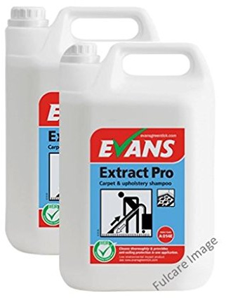 2 x Evans Extract Carpet and Upholstery Perfumed Shampoo Stain Remover 5Ltr Bottles