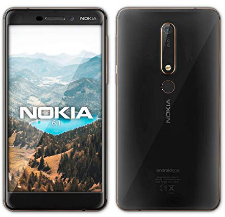 Nokia 6.1, 32 GB, 5.5 inch display, Android One, SIM-Free Smartphone - Black/Copper, Full UK Warranty