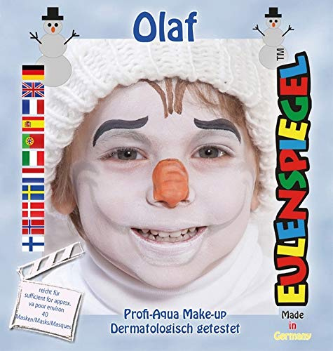 Eulenspiegel 203347 - Motiv-Set Olaf, 4 Farben, 1 Pinsel, 1 Anleitung, für ca. 40 Masken, Karneval, Motto-Party