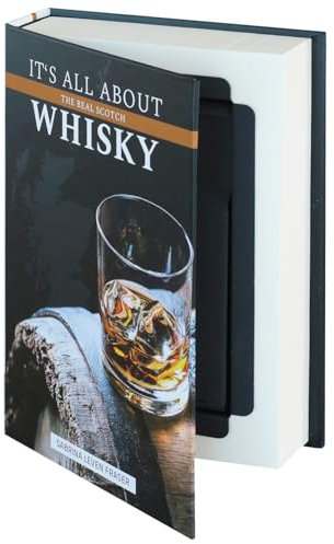 HMF 80701 Caja de libro, caja de caudales con camuflaje de libro con paginas de papel, Whisky, 18,7 x 13 x 4,2 cm