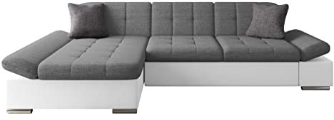 Mirjan24 Ecksofa Malwi mit Regulierbare Armlehnen Design Eckcouch mit Schlaffunktion Bettkasten L-Form Sofa vom Hersteller Couch Wohnlandschaft (Soft 017 + Lux 05 + Lux 06, Ecksofa: Links)