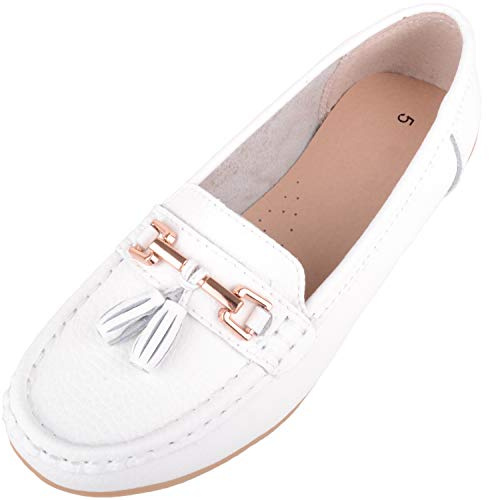 ABSOLUTE FOOTWEAR Womens Slip On Casual Leather Loafer Deck Boat Shoes Sandals