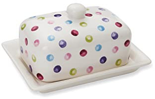 Cooksmart British Designed Ceramic Butter Dish with Lid | Large Butter Dish for All Types of Kitchens | Butter Dishes for All Sizes of Butter (Spotty Dotty)