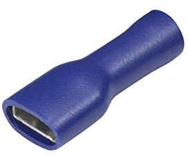GTSE 100 Pack of Blue Fully Insulated Female Spade Terminals - 6.3mm - Premium Pre-insulated Crimp Terminals