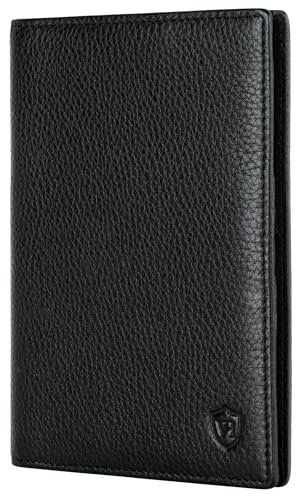 VON HEESEN® Reisepasshülle Leder Etui mit RFID-Schutz - Passhülle Passport Reisepass Mappe Hülle Organizer - Reiseorganizer für Damen & Herren (Schwarz)