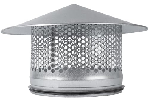 Vent Systems 200 mm Rund Ofenrohr Deckel - Schornstein Rauchrohr Abdeckung - Verzinkter Stahl Schornsteinabdeckung mit Regenhaube - Kamin/Schornsteinhaube mit Hut für Dach/Aussen