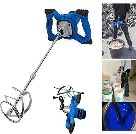 Malaxeur Mortier Colle, 2600W Betonniere Électrique, Mélangeur à Mortier Pratique/Ciment, Agitateur Réglable M14 Tige Spirale Ø 120 mm x 590 mm, 6 Vitesses, pour Boue de Ciment, Plâtre, le Fourrage