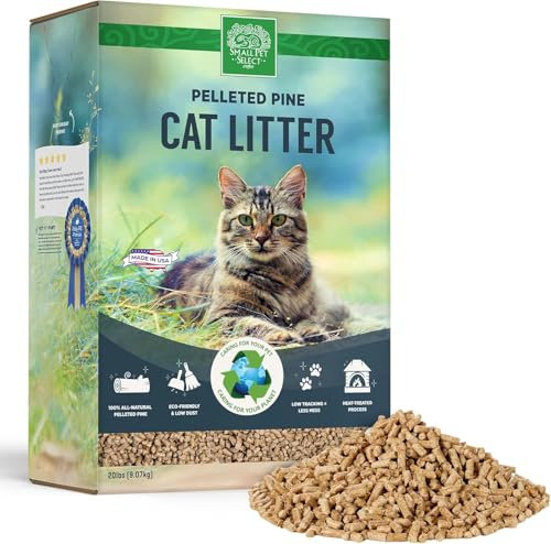 Small Pet Select Premium Pine Pelleted Cat Litter, 20lb (9.07kg) – 100% Natural Wood Pellets, Non-Clumping, Low Tracking, Low Dust Kitty Litter – Made in the UK