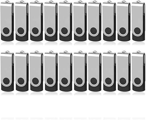 USB Sticks 32 GB 20 Pack, KOOTION Premium USB 2.0 Classic Swivel USB 32 GB Flash Drive Pen Drive Memory Stick Thumb Drive Bulk Jump Drive Pack 20 Pcs Computer Data Storage Black