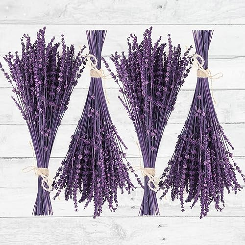 Glicrili Dried Lavender Flowers Real Stems Purple Bouquet for Vase Decor