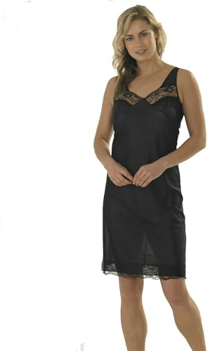 iTRONiK NEW Ladies Luxury Full Slip Petticoat Chemise Sizes 10-32 New Underskirt 4 colours (Black, 16)