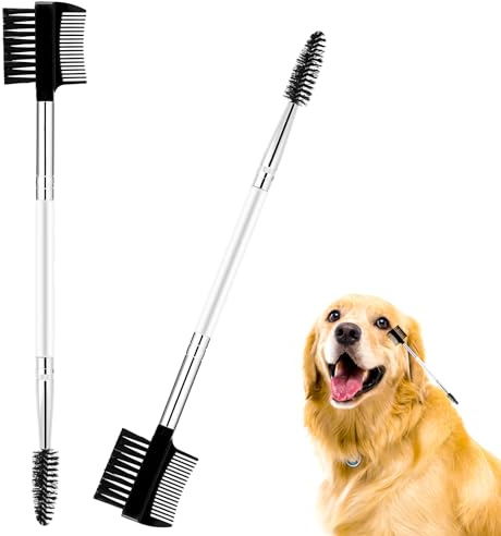 KALIONE 2 Pcs Dog Tear Comb, Double-Head Dog Eye Brush, Pet Grooming Comb, White