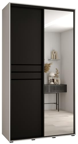 ABIKSMEBLE Armoire Davos 11 - Dressing Chambre Adulte - Penderie Vêtement - Garde-Robe 3 Portes - Closet Coulissant Miroir