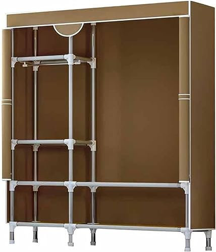 Generisch Einfacher Schlafzimmer-Kleiderschrank, multifunktionaler Klappschrank, tragbarer Kleiderschrank, Aufbewahrungsorganisator, Metallgitter-Aufbewahrungseinheit, 167 x 122 x 44 cm (Grö