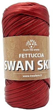 fettuccia per borse Swan Skin 120g - 50 mt per uncinetto 6-8 per creare borse handmade (effetto pelle, rosso - 05)