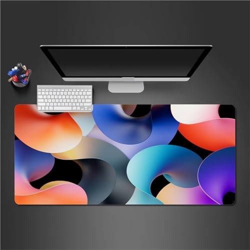 QiHon Gaming Mauspad XXL Blau Grün Orange Großes Mauspad Schreibtischauflage mit Vernähte Kanten Einer speziellen Oberfläche verbessert Geschwindigkeit und Präzision 700x300x2mm