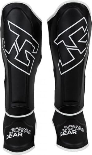JOYA Premium Schienbeinschoner Kickboxen - Schwarz Größe L - Traditionell handgemacht in Thailand aus hochwertigem Leder - Kampfsport Sparring Schienbeinschutz - Schienbeinschützer - Joya Fight Gear