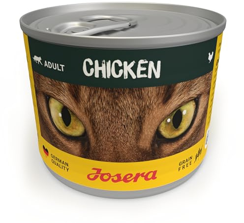 JOSERA Nassfutter Chicken (6X 200g) | Adult | Katzenfutter nass mit Huhn | Adult | Premium Dosenfutter für ausgewachsene Katzen | Huhn & Lachsöl | getreidefrei | gegen Harnsteinbildung & Haarballen