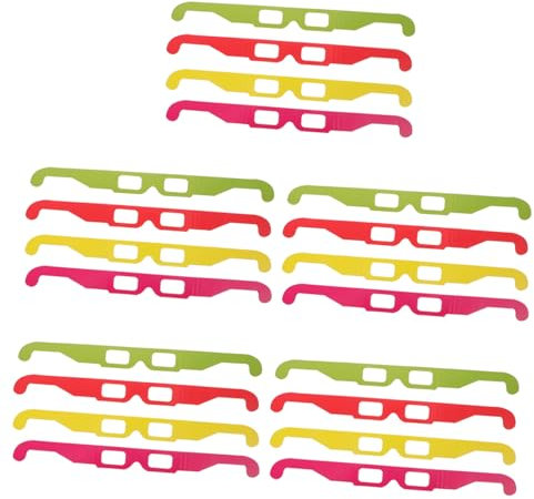 CIYODO Occhiali 3d in Cartone Anaglifici 20 Pezzi Set Colorati Rossi Gialli Verdi Rosa Per Visione Film 3d Portatili Per Feste e Vacanze