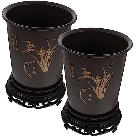 Milisten 2ensembles Pots De Fleurs Plastique avec Bases De Pots à Orchidées pour Intérieur Design Élégant Et Aesthétique