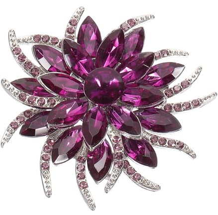 PATIKIL Broche con Diamantes de Imitación, Púrpura Cistal Gran Flor Solapa Alfiler para Mujer Elegante Vintage Accesorio Pin para Vestido Abrigo Sombrero Bolsa Bricolaje Bufanda Regalo