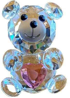 QIANGYTHENKO Herz Glasbär Figuren Glas Ornament Handwerk Tier Briefbeschwerer Hochzeit Home Decor Weihnachten