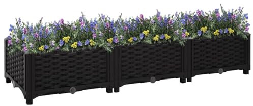 Baziroo Außenbereich Blumenkübel Hochbeet 120x40x23 cm PP Kräuterbeet Pflanzenbeet Gemüsebeet Gartenbeet Blumenbeet Raised Bed Pflanzkübel Pflanzbeet Anzuchtbeet Restaurants Schwarz