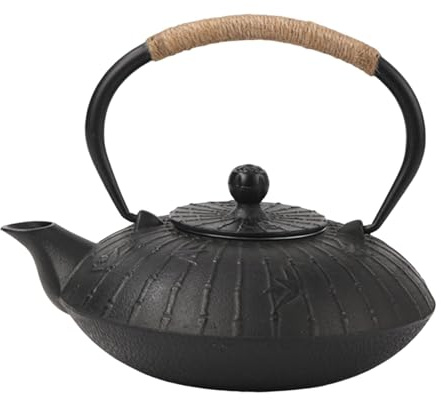 FytStycale Tetera de Hierro Fundido para Té Kungfu con Mango Ergonómico para Al Aire Libre, Pattern B, Individual